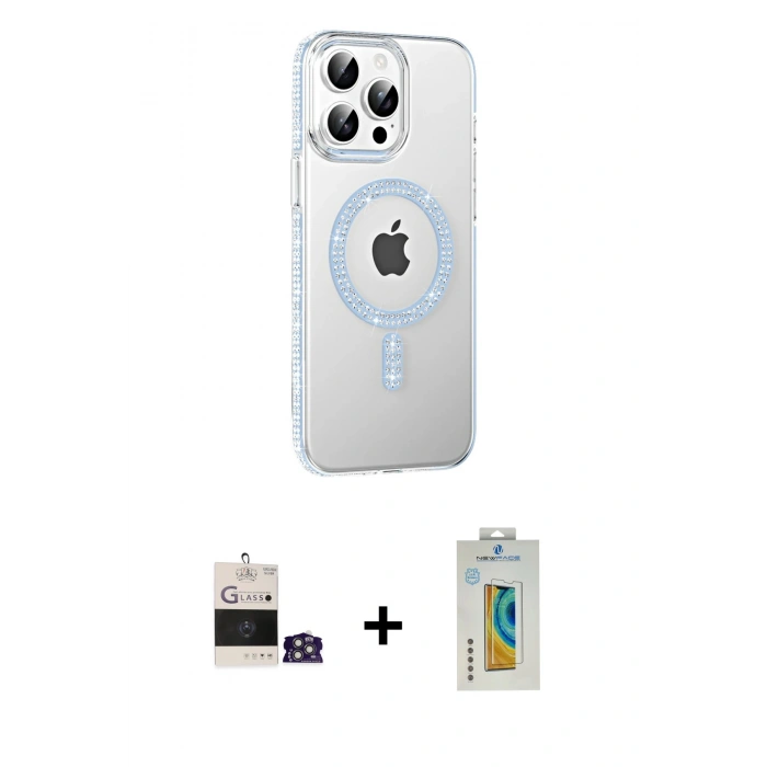 MARSİLYAN™- iPhone 14 Pro Max Kılıf Yörünge Koleksiyonu - Siyah Polymer Nano Ekran Koruyucu + Bilvis Titan Kamera Lens - GS