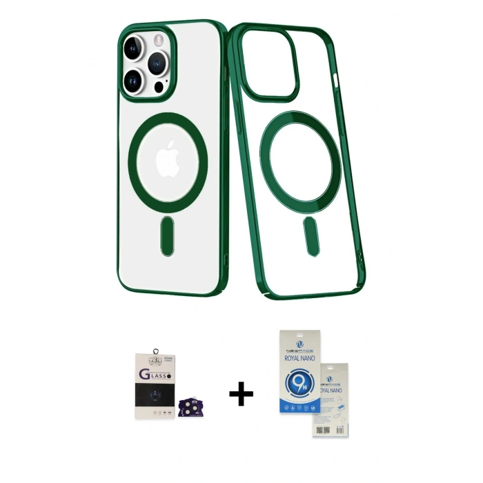 MARSİLYAN™- iPhone 14 Pro Max Kılıf Yörünge Minimal - Şeffaf Royal Nano Ekran Koruyucu + Bilvis Titan Kamera Lens - DNMR