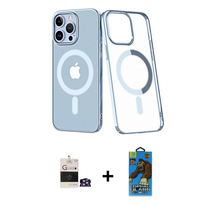 MARSİLYAN™- iPhone 14 Pro Max Kılıf Yörünge Minimal - Siyah 18D Cam Ekran Koruyucu + Bilvis Titan Kamera Lens - GS