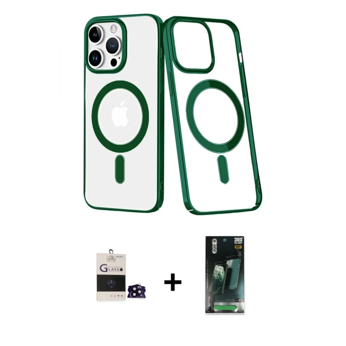 MARSİLYAN™- iPhone 14 Pro Max Kılıf Yörünge Minimal - Siyah 360 Mat Full Body Arka Koruyucu + Bilvis Titan Kamera Lens - SH