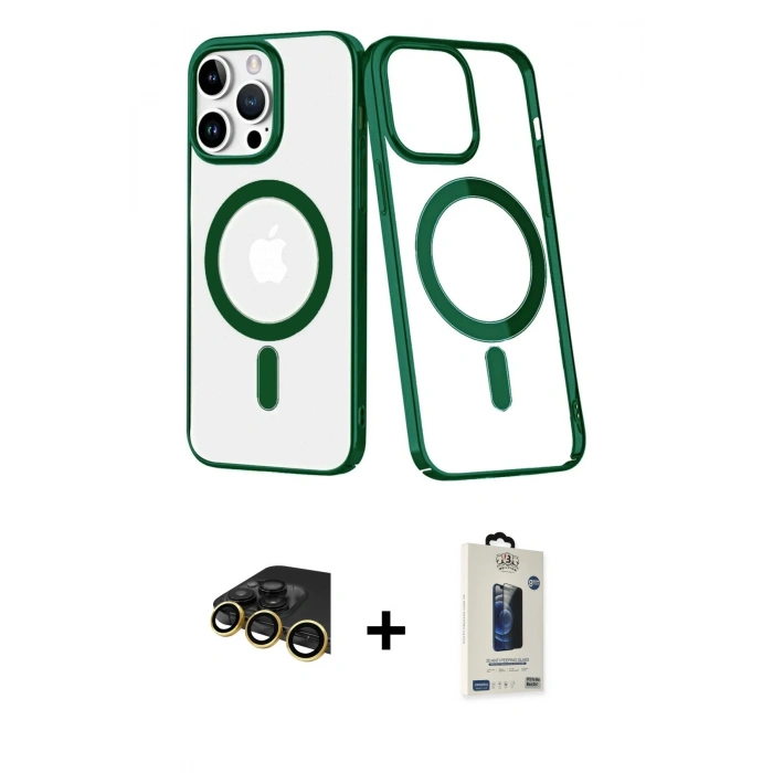 MARSİLYAN™- iPhone 14 Pro Max Kılıf Yörünge Minimal - Siyah Bilvis Hayalet Cam Ekran Koruyucu + Raze Metal Kamera Lens - GD