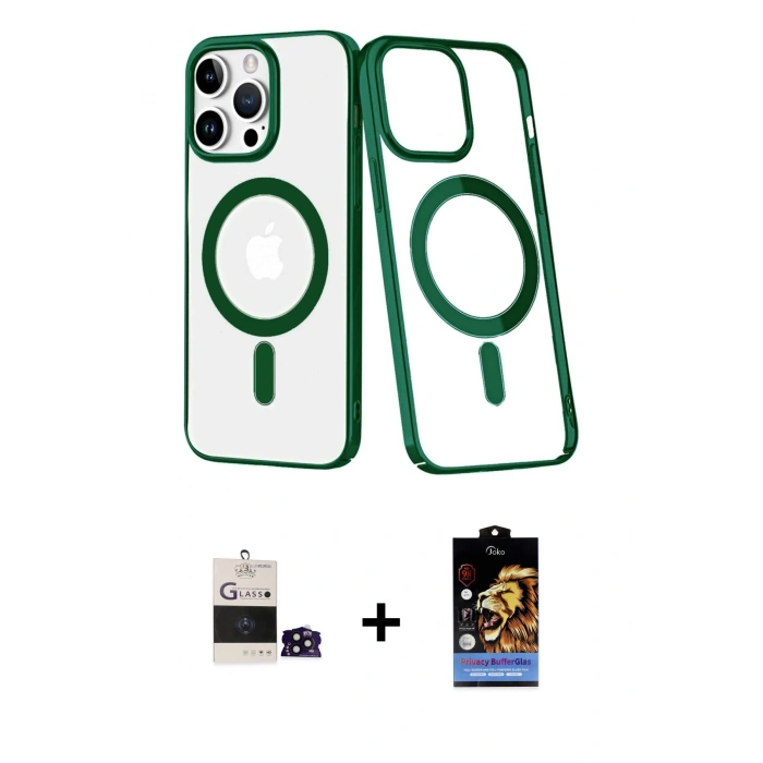 MARSİLYAN™- iPhone 14 Pro Max Kılıf Yörünge Minimal - Siyah Buffer Hayalet Cam Ekran Koruyucu + Bilvis Titan Kamera Lens - SH