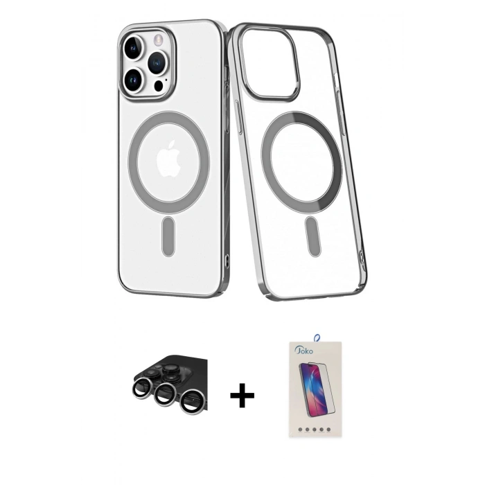 MARSİLYAN™- iPhone 14 Pro Max Kılıf Yörünge Minimal - Siyah Joko 5D Cam + Raze Metal Kamera Lens - GS