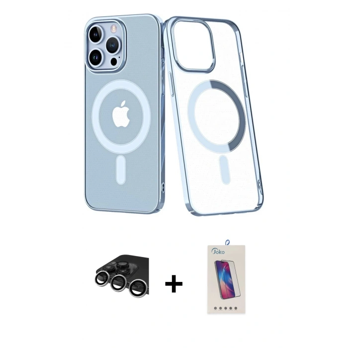 MARSİLYAN™- iPhone 14 Pro Max Kılıf Yörünge Minimal - Siyah Joko 5D Cam + Raze Metal Kamera Lens - GS
