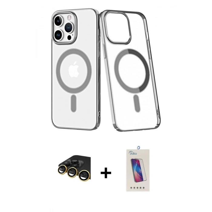 MARSİLYAN™- iPhone 14 Pro Max Kılıf Yörünge Minimal - Siyah Joko 5D Cam + Raze Metal Kamera Lens - GD