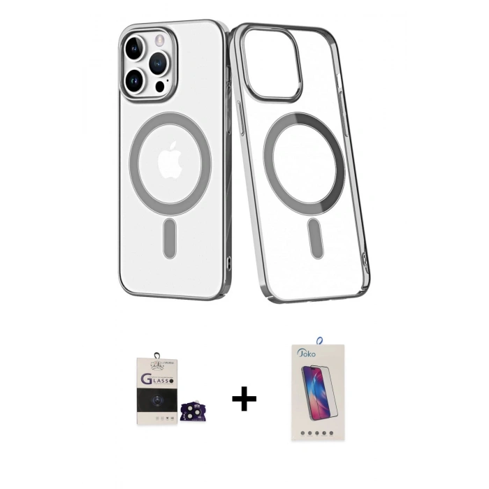 MARSİLYAN™- iPhone 14 Pro Max Kılıf Yörünge Minimal - Siyah Joko 5D Cam + Bilvis Titan Kamera Lens - SH