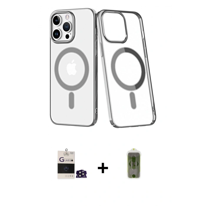 MARSİLYAN™- iPhone 14 Pro Max Kılıf Yörünge Minimal - Siyah Joko Magic 5D Hayalet Cam + Bilvis Titan Kamera Lens - DNMR