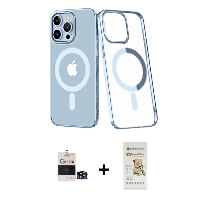 MARSİLYAN™- iPhone 14 Pro Max Kılıf Yörünge Minimal - Siyah Mat Seramik Nano Ekran Koruyucu + Bilvis Titan Kamera Lens - SH