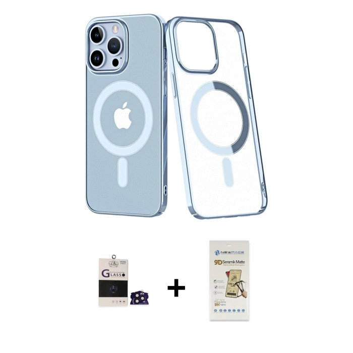 MARSİLYAN™- iPhone 14 Pro Max Kılıf Yörünge Minimal - Siyah Mat Seramik Nano Ekran Koruyucu + Bilvis Titan Kamera Lens - DNMR