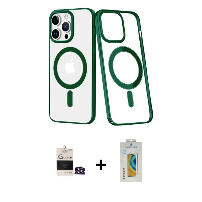 MARSİLYAN™- iPhone 14 Pro Max Kılıf Yörünge Minimal - Siyah Polymer Nano Ekran Koruyucu + Bilvis Titan Kamera Lens - GD
