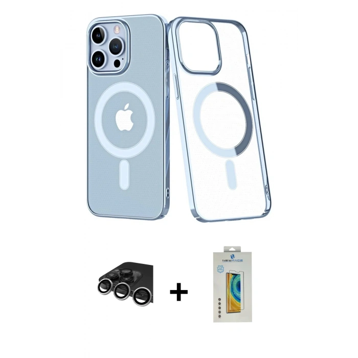 MARSİLYAN™- iPhone 14 Pro Max Kılıf Yörünge Minimal - Siyah Polymer Nano Ekran Koruyucu + Raze Metal Kamera Lens - GS