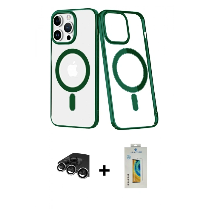MARSİLYAN™- iPhone 14 Pro Max Kılıf Yörünge Minimal - Siyah Polymer Nano Ekran Koruyucu + Raze Metal Kamera Lens - GS