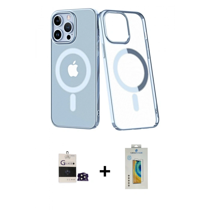 MARSİLYAN™- iPhone 14 Pro Max Kılıf Yörünge Minimal - Siyah Polymer Nano Ekran Koruyucu + Bilvis Titan Kamera Lens - SH