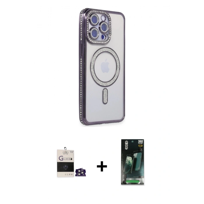 MARSİLYAN™- iPhone 14 Pro Max Kılıf Zirve Doku Prime - Şeffaf 360 Full Body Arka Koruyucu + Bilvis Titan Kamera Lens - GS