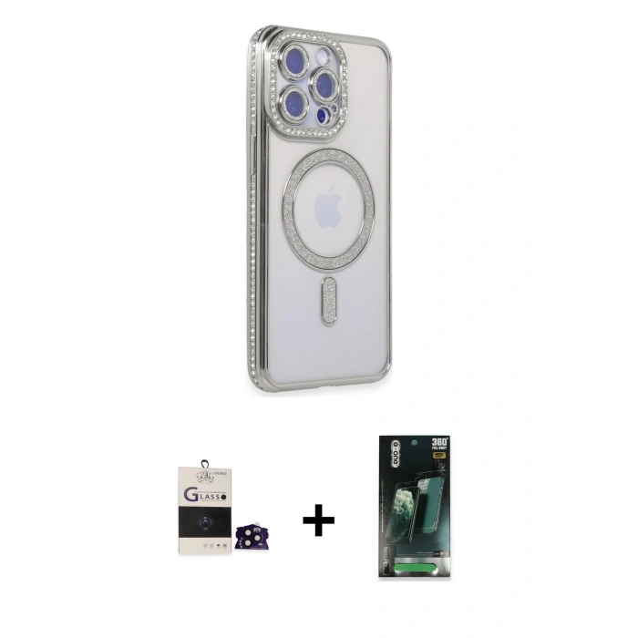 MARSİLYAN™- iPhone 14 Pro Max Kılıf Zirve Doku Prime - Şeffaf 360 Full Body Arka Koruyucu + Siyah Bilvis Titan Kamera Lens