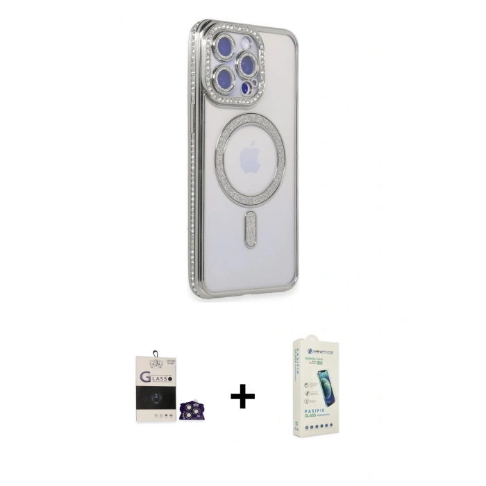 MARSİLYAN™- iPhone 14 Pro Max Kılıf Zirve Doku Prime - Şeffaf Pasifik Cam Ekran Koruyucu + Bilvis Titan Kamera Lens - GS