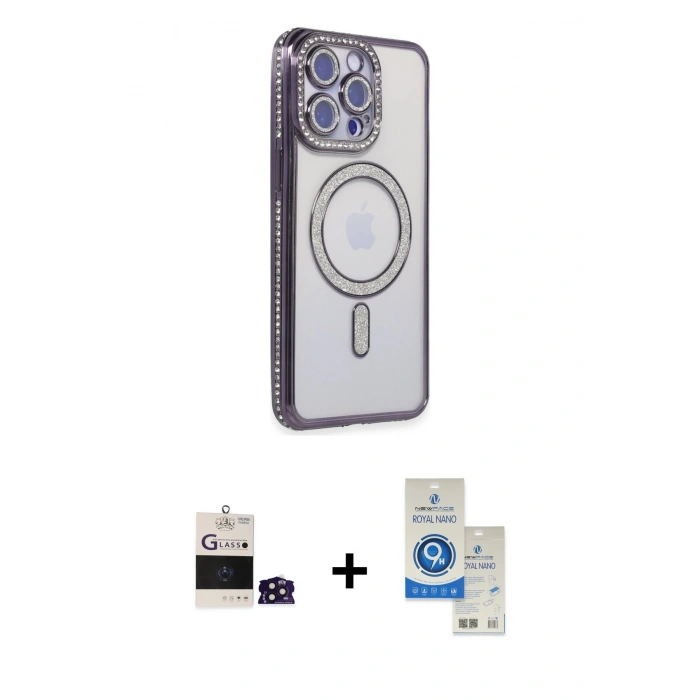 MARSİLYAN™- iPhone 14 Pro Max Kılıf Zirve Doku Prime - Şeffaf Royal Nano Ekran Koruyucu + Bilvis Titan Kamera Lens - DNMR