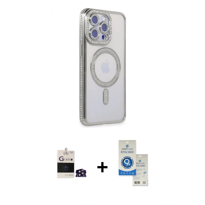 MARSİLYAN™- iPhone 14 Pro Max Kılıf Zirve Doku Prime - Şeffaf Royal Nano Ekran Koruyucu + Bilvis Titan Kamera Lens - DNMR