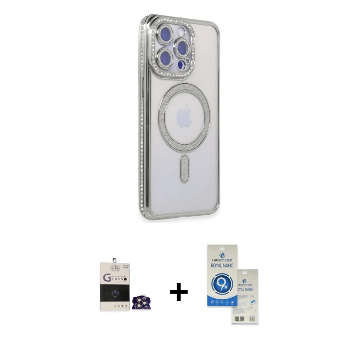 MARSİLYAN™- iPhone 14 Pro Max Kılıf Zirve Doku Prime - Şeffaf Royal Nano Ekran Koruyucu + Bilvis Titan Kamera Lens - GS
