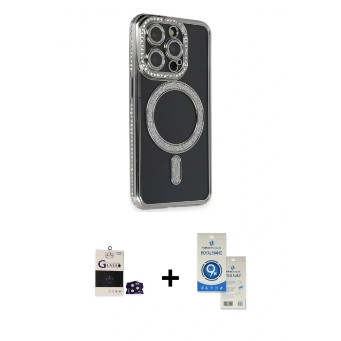 MARSİLYAN™- iPhone 14 Pro Max Kılıf Zirve Doku Prime - Şeffaf Royal Nano Ekran Koruyucu + Bilvis Titan Kamera Lens - DNMR