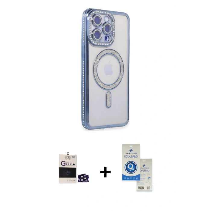 MARSİLYAN™- iPhone 14 Pro Max Kılıf Zirve Doku Prime - Şeffaf Royal Nano Ekran Koruyucu + Bilvis Titan Kamera Lens - DNMR
