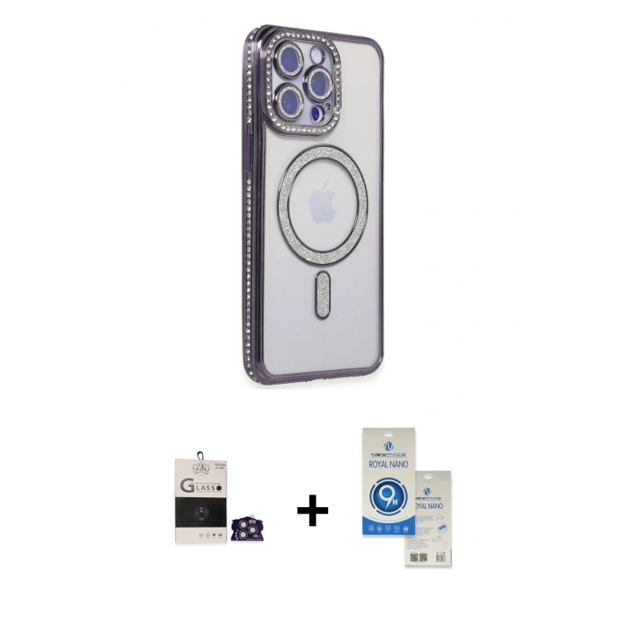 MARSİLYAN™- iPhone 14 Pro Max Kılıf Zirve Doku Prime - Şeffaf Royal Nano Ekran Koruyucu + Bilvis Titan Kamera Lens - GS