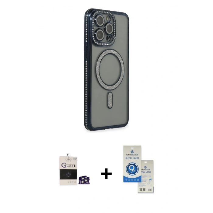MARSİLYAN™- iPhone 14 Pro Max Kılıf Zirve Doku Prime - Şeffaf Royal Nano Ekran Koruyucu + Bilvis Titan Kamera Lens - GS