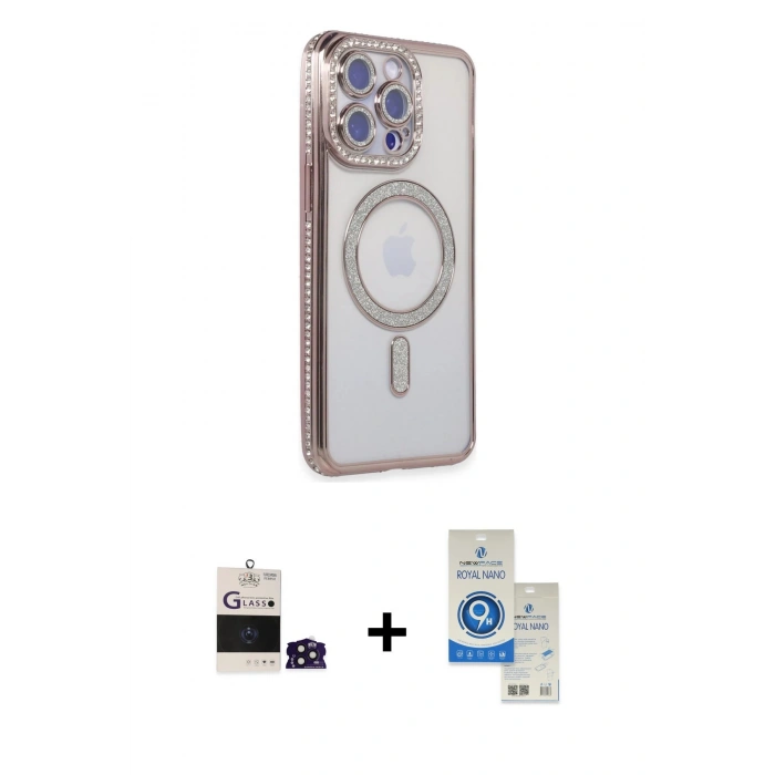 MARSİLYAN™- iPhone 14 Pro Max Kılıf Zirve Doku Prime - Şeffaf Royal Nano Ekran Koruyucu + Bilvis Titan Kamera Lens - DNMR