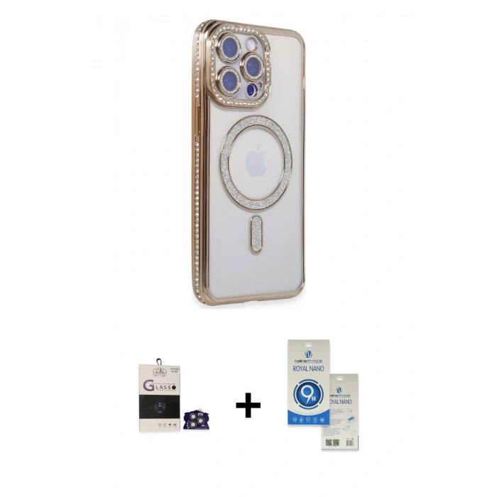 MARSİLYAN™- iPhone 14 Pro Max Kılıf Zirve Doku Prime - Şeffaf Royal Nano Ekran Koruyucu + Bilvis Titan Kamera Lens - GS