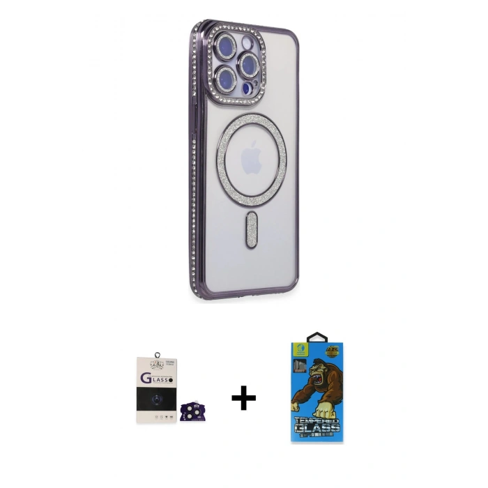 MARSİLYAN™- iPhone 14 Pro Max Kılıf Zirve Doku Prime - Siyah 18D Cam Ekran Koruyucu + Bilvis Titan Kamera Lens - DNMR
