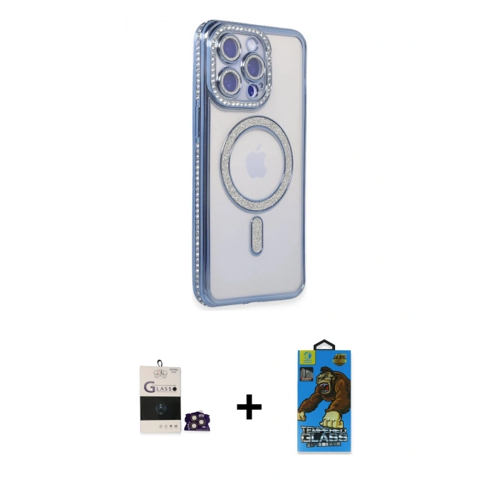 MARSİLYAN™- iPhone 14 Pro Max Kılıf Zirve Doku Prime - Siyah 18D Cam Ekran Koruyucu + Bilvis Titan Kamera Lens - GD