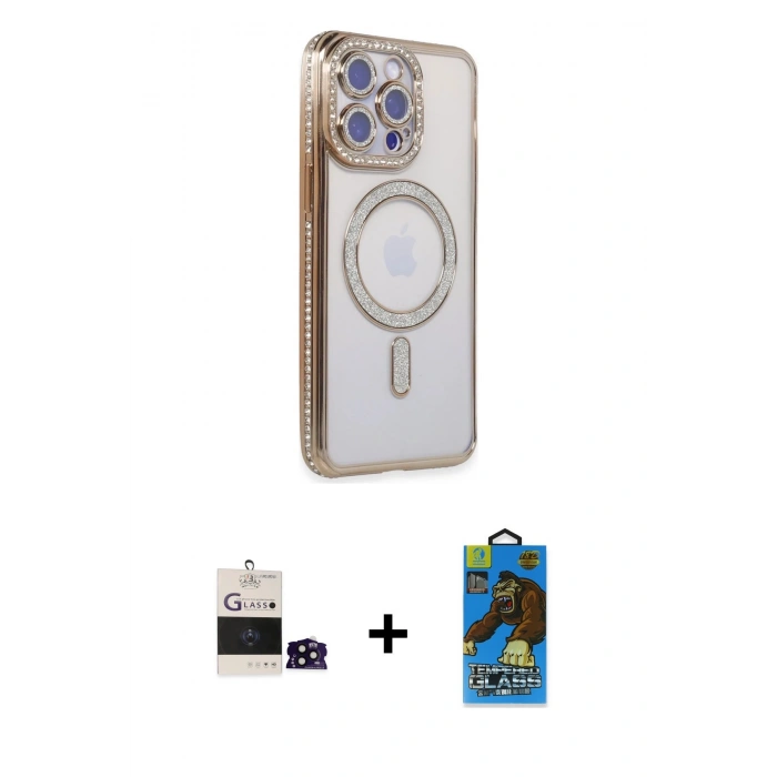 MARSİLYAN™- iPhone 14 Pro Max Kılıf Zirve Doku Prime - Siyah 18D Cam Ekran Koruyucu + Bilvis Titan Kamera Lens - SH
