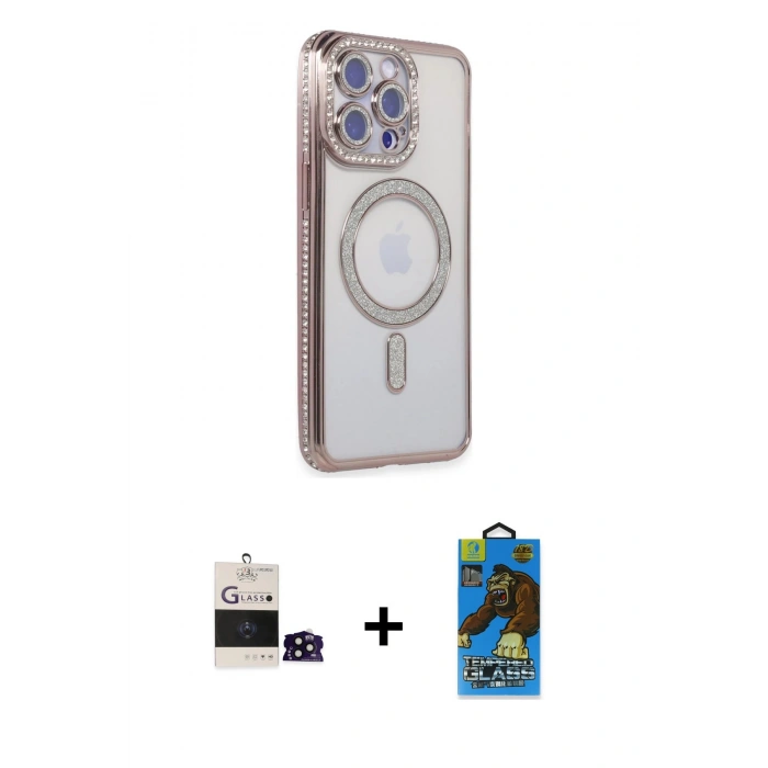 MARSİLYAN™- iPhone 14 Pro Max Kılıf Zirve Doku Prime - Siyah 18D Cam Ekran Koruyucu + Bilvis Titan Kamera Lens - SH