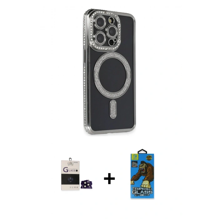 MARSİLYAN™- iPhone 14 Pro Max Kılıf Zirve Doku Prime - Siyah 18D Cam Ekran Koruyucu + Bilvis Titan Kamera Lens - SH