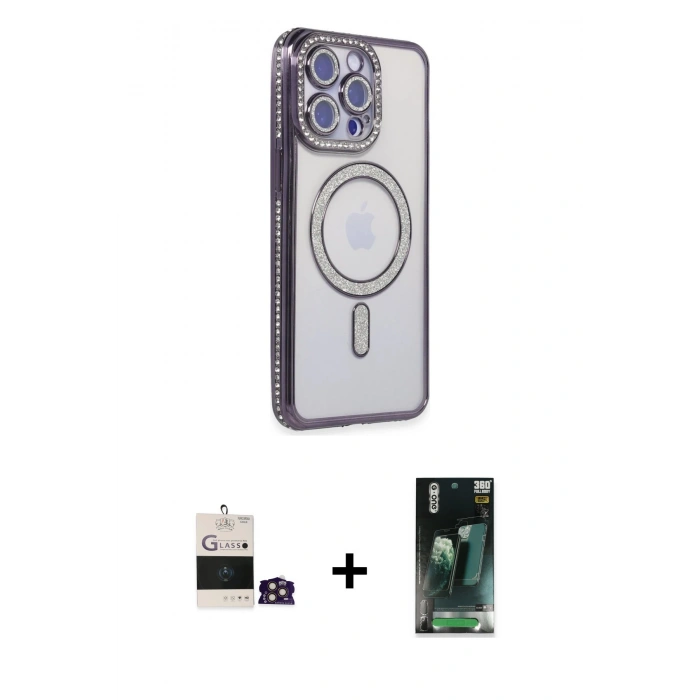 MARSİLYAN™- iPhone 14 Pro Max Kılıf Zirve Doku Prime - Siyah 360 Mat Full Body Arka Koruyucu + Bilvis Titan Kamera Lens - GD