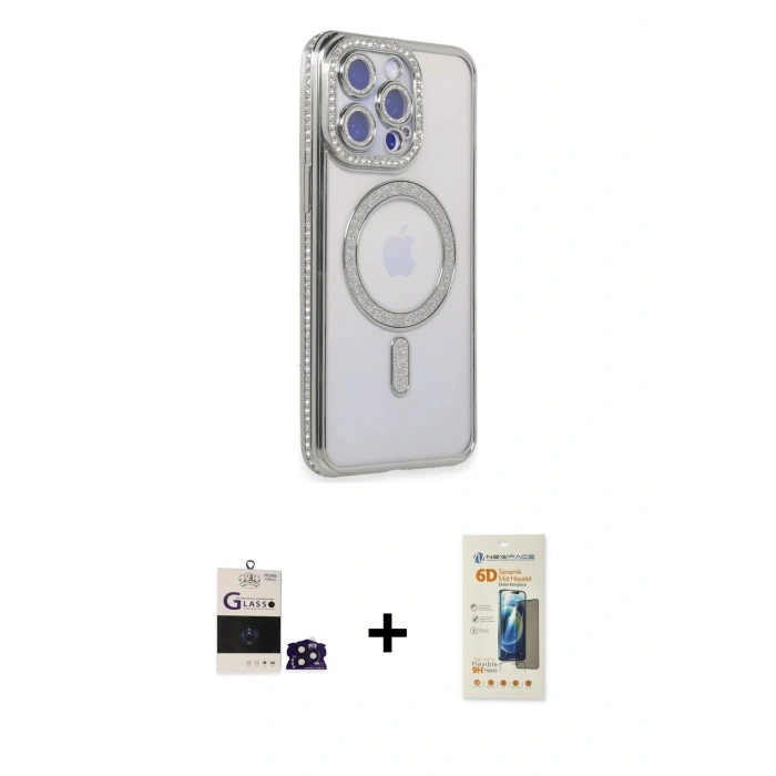 MARSİLYAN™- iPhone 14 Pro Max Kılıf Zirve Doku Prime - Siyah 6D Mat Seramik Hayalet Nano Ekran Koruyucu + Bilvis Titan Kamera Lens - DNMR