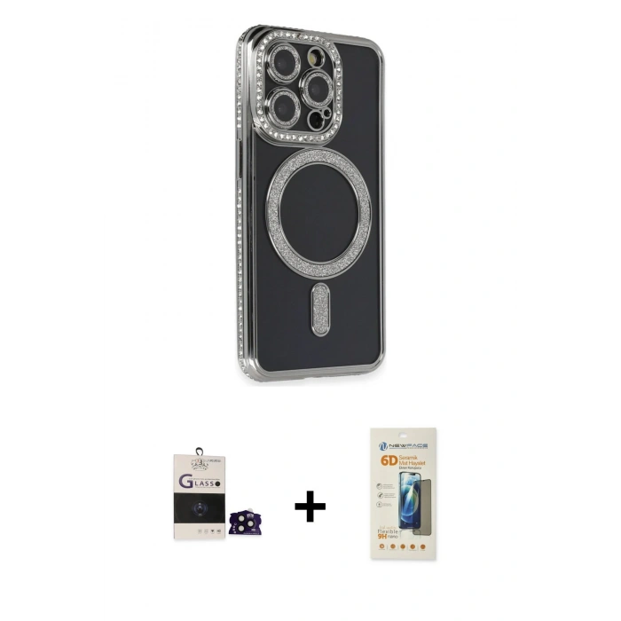 MARSİLYAN™- iPhone 14 Pro Max Kılıf Zirve Doku Prime - Siyah 6D Mat Seramik Hayalet Nano Ekran Koruyucu + Bilvis Titan Kamera Lens - SH