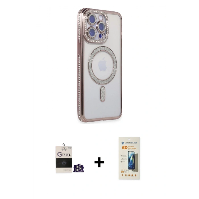 MARSİLYAN™- iPhone 14 Pro Max Kılıf Zirve Doku Prime - Siyah 6D Mat Seramik Hayalet Nano Ekran Koruyucu + Bilvis Titan Kamera Lens - GS