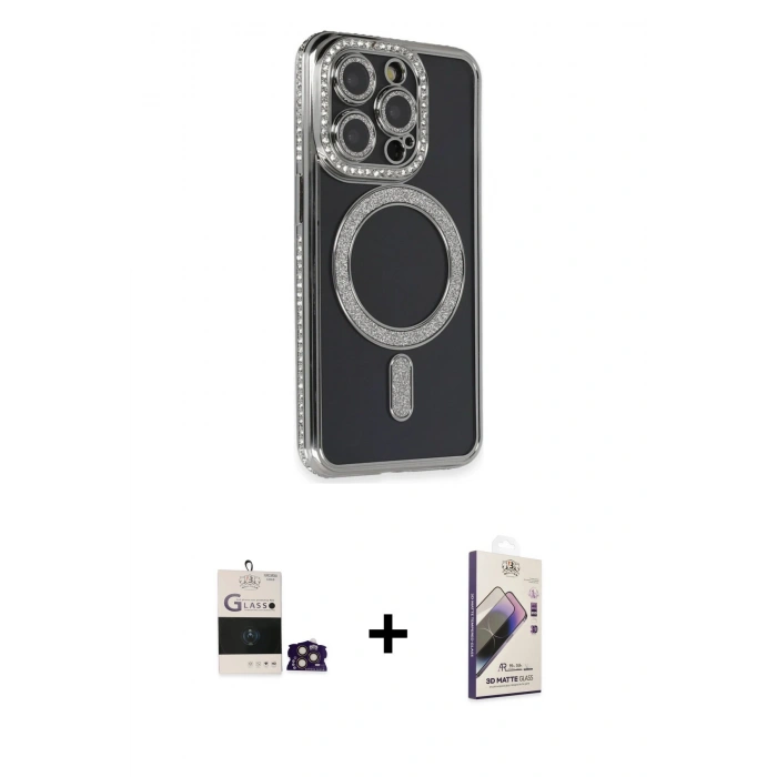 MARSİLYAN™- iPhone 14 Pro Max Kılıf Zirve Doku Prime - Siyah Bilvis 3D Mat Cam Ekran Koruyucu + Bilvis Titan Kamera Lens - GD