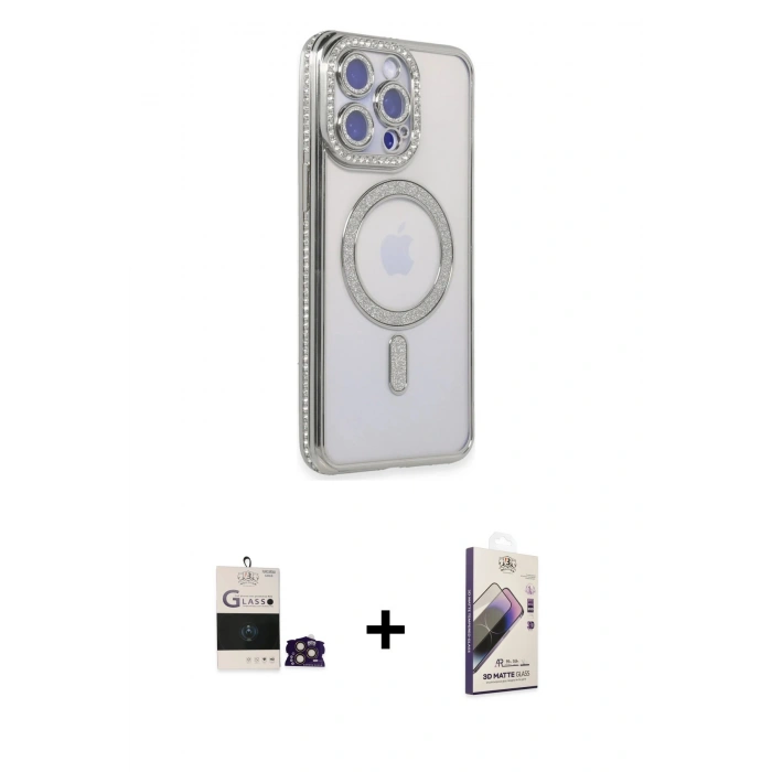 MARSİLYAN™- iPhone 14 Pro Max Kılıf Zirve Doku Prime - Siyah Bilvis 3D Mat Cam Ekran Koruyucu + Bilvis Titan Kamera Lens - GD