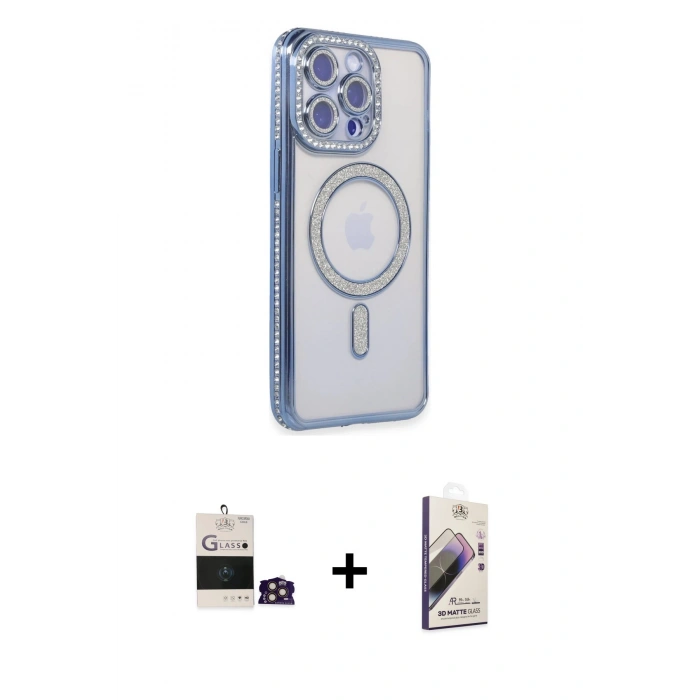 MARSİLYAN™- iPhone 14 Pro Max Kılıf Zirve Doku Prime - Siyah Bilvis 3D Mat Cam Ekran Koruyucu + Bilvis Titan Kamera Lens - GD