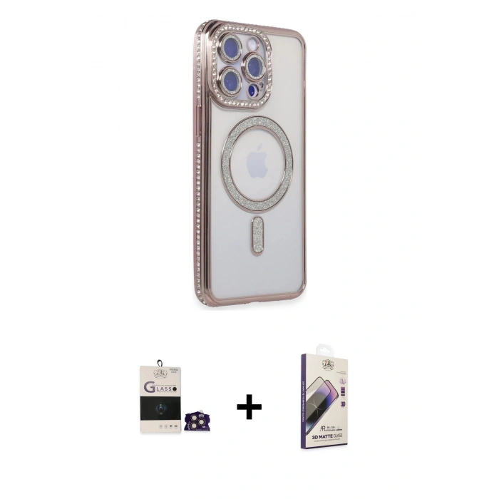 MARSİLYAN™- iPhone 14 Pro Max Kılıf Zirve Doku Prime - Siyah Bilvis 3D Mat Cam Ekran Koruyucu + Bilvis Titan Kamera Lens - GD