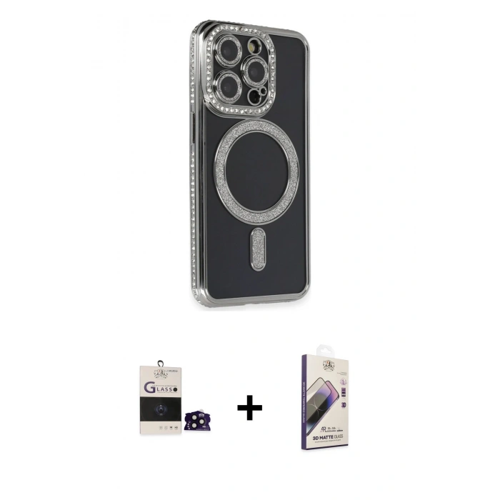 MARSİLYAN™- iPhone 14 Pro Max Kılıf Zirve Doku Prime - Siyah Bilvis 3D Mat Cam Ekran Koruyucu + Bilvis Titan Kamera Lens - SH