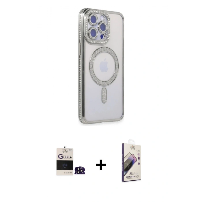 MARSİLYAN™- iPhone 14 Pro Max Kılıf Zirve Doku Prime - Siyah Bilvis 3D Mat Cam Ekran Koruyucu + Bilvis Titan Kamera Lens - DNMR