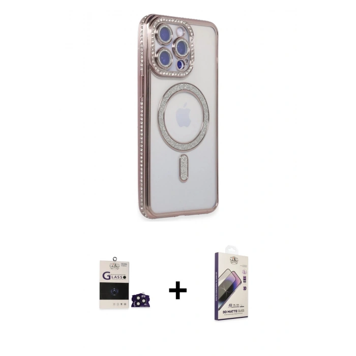 MARSİLYAN™- iPhone 14 Pro Max Kılıf Zirve Doku Prime - Siyah Bilvis 3D Mat Cam Ekran Koruyucu + Bilvis Titan Kamera Lens - DNMR