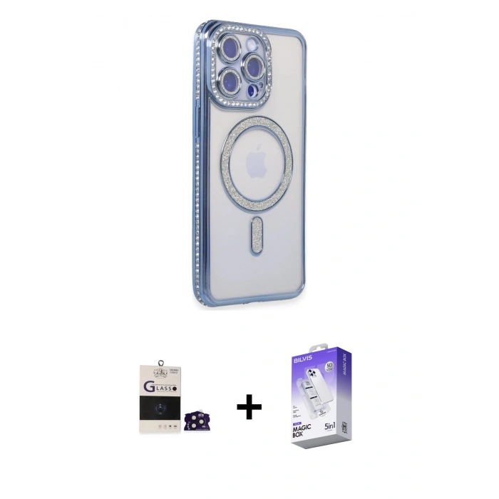 MARSİLYAN™- iPhone 14 Pro Max Kılıf Zirve Doku Prime - Siyah Bilvis 5in1 3D Magic Cam Ekran Koruyucu + Bilvis Titan Kamera Lens - DNMR