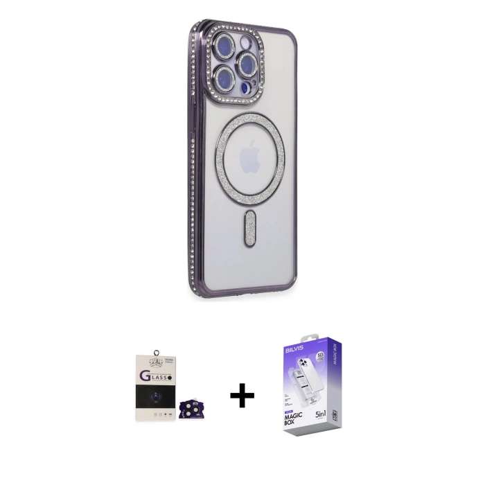 MARSİLYAN™- iPhone 14 Pro Max Kılıf Zirve Doku Prime - Siyah Bilvis 5in1 3D Magic Cam Ekran Koruyucu + Bilvis Titan Kamera Lens - DNMR