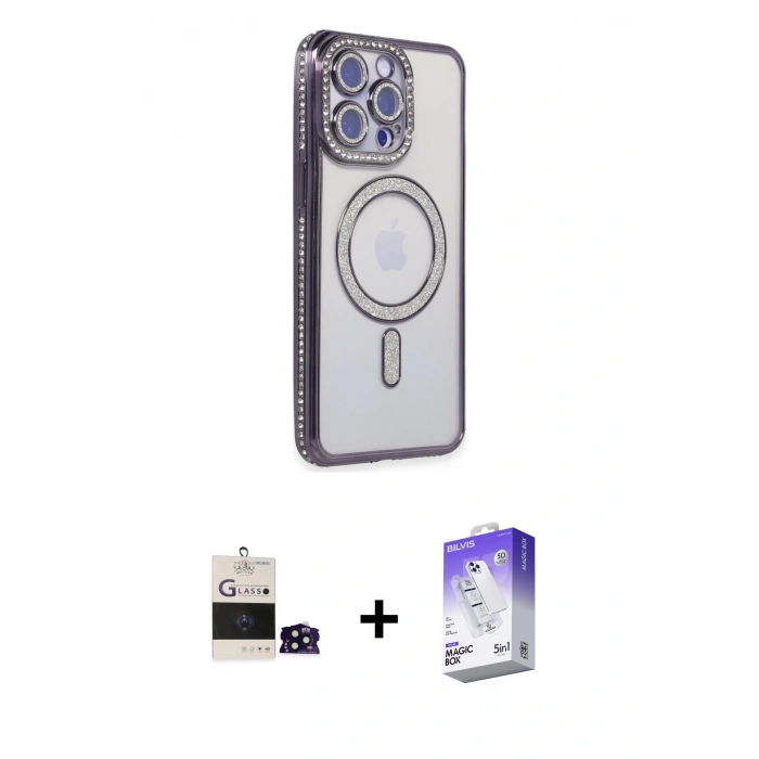 MARSİLYAN™- iPhone 14 Pro Max Kılıf Zirve Doku Prime - Siyah Bilvis 5in1 3D Magic Cam Ekran Koruyucu + Bilvis Titan Kamera Lens - SH