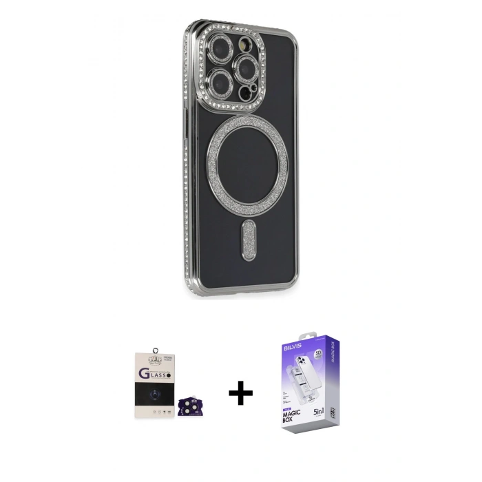 MARSİLYAN™- iPhone 14 Pro Max Kılıf Zirve Doku Prime - Siyah Bilvis 5in1 3D Magic Cam Ekran Koruyucu + Bilvis Titan Kamera Lens - DNMR