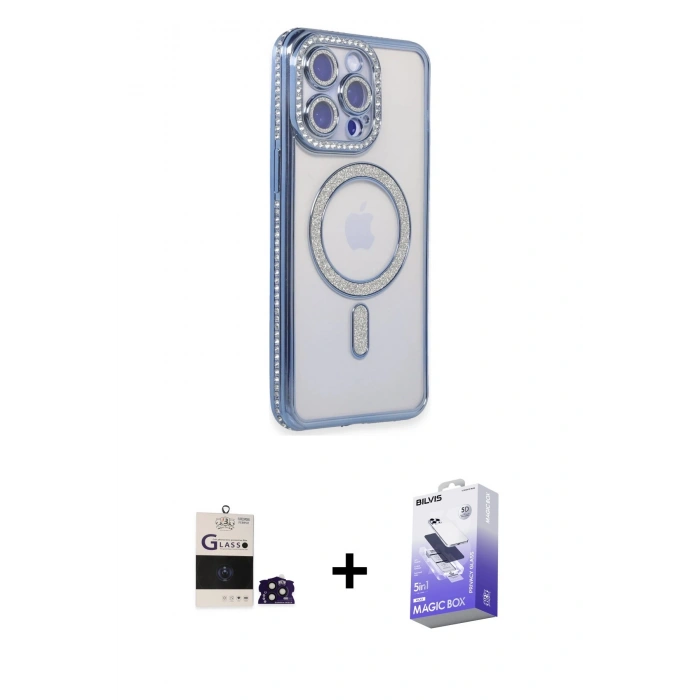 MARSİLYAN™- iPhone 14 Pro Max Kılıf Zirve Doku Prime - Siyah Bilvis 5in1 5D Magic Hayalet Cam Ekran Koruyucu + Bilvis Titan Kamera Lens - DNMR